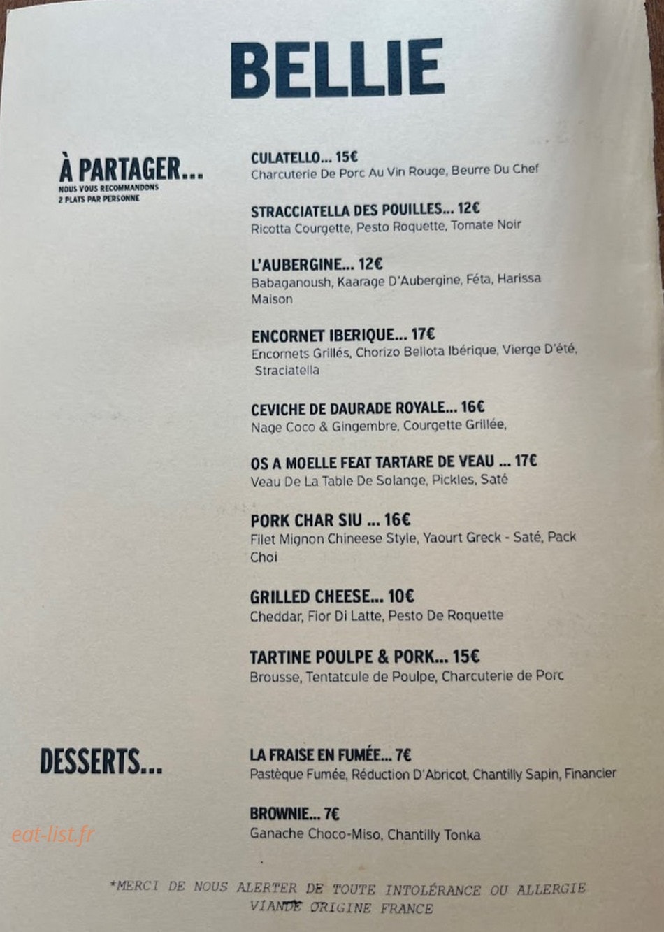 Bellie — carte page 1