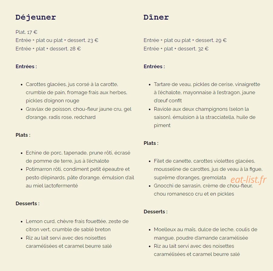 Bistrot Compa — carte page 1