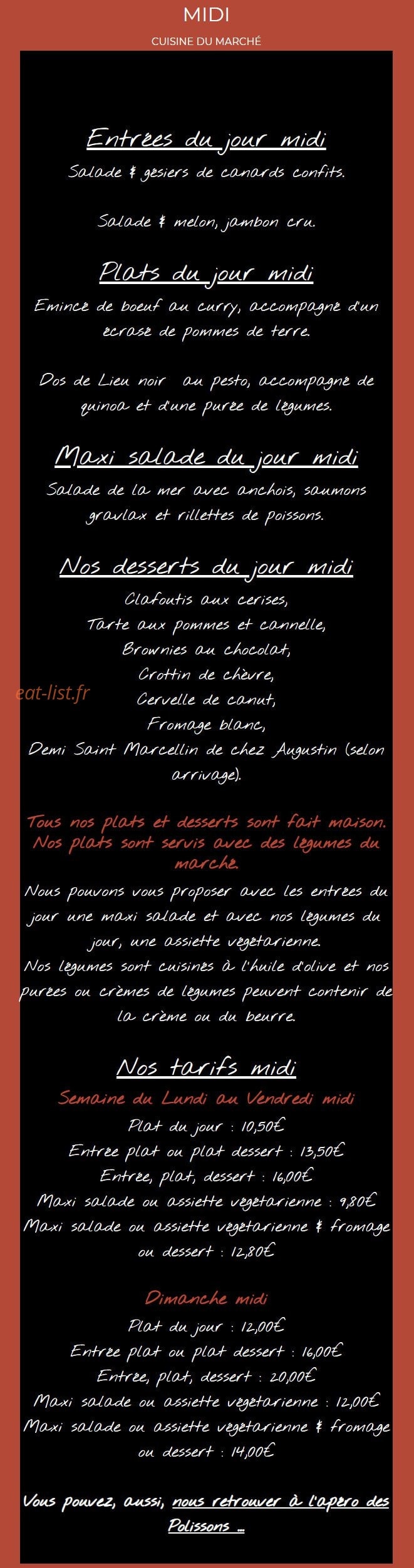 Bistrot Des Polissons — carte page 1
