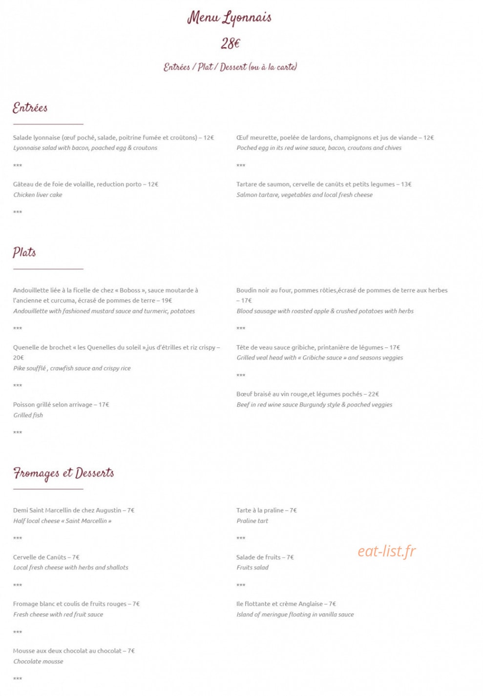 Bouchon Palais Grillet — carte page 1