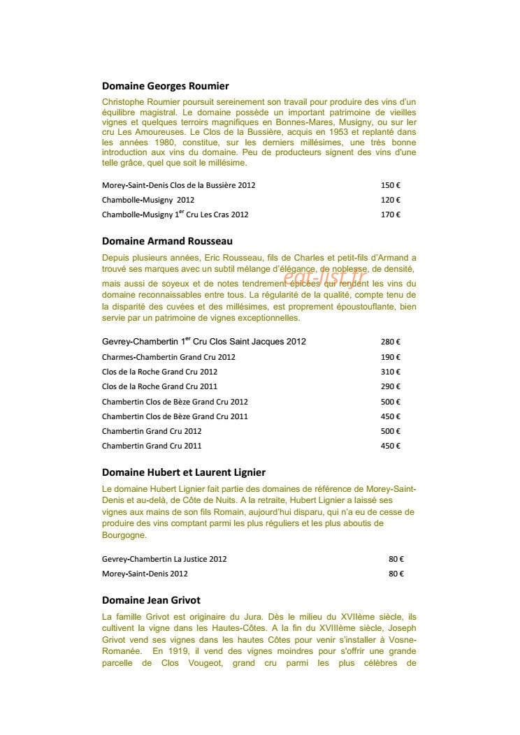 Burgundy Lounge — carte page 27