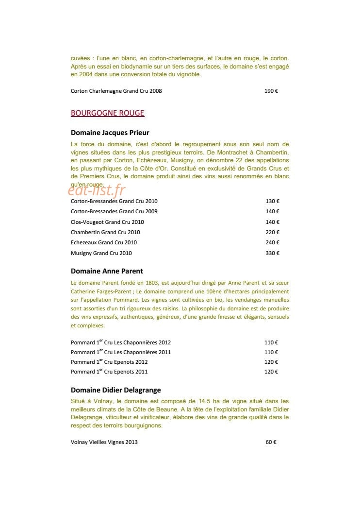 Burgundy Lounge — carte page 17