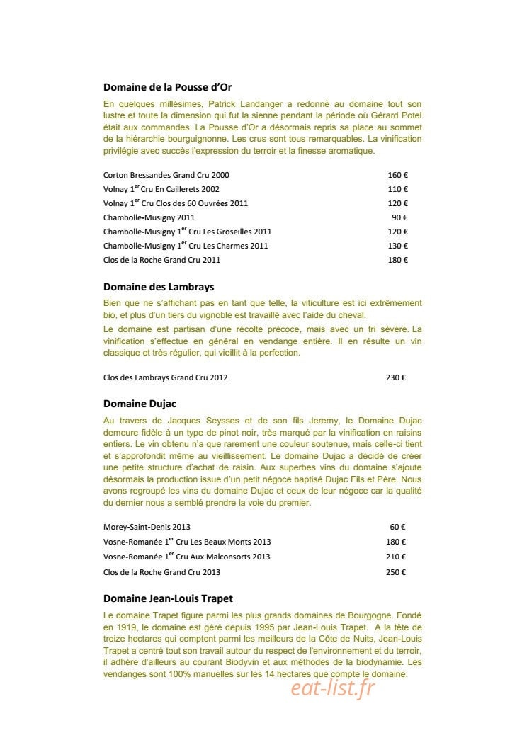 Burgundy Lounge — carte page 18