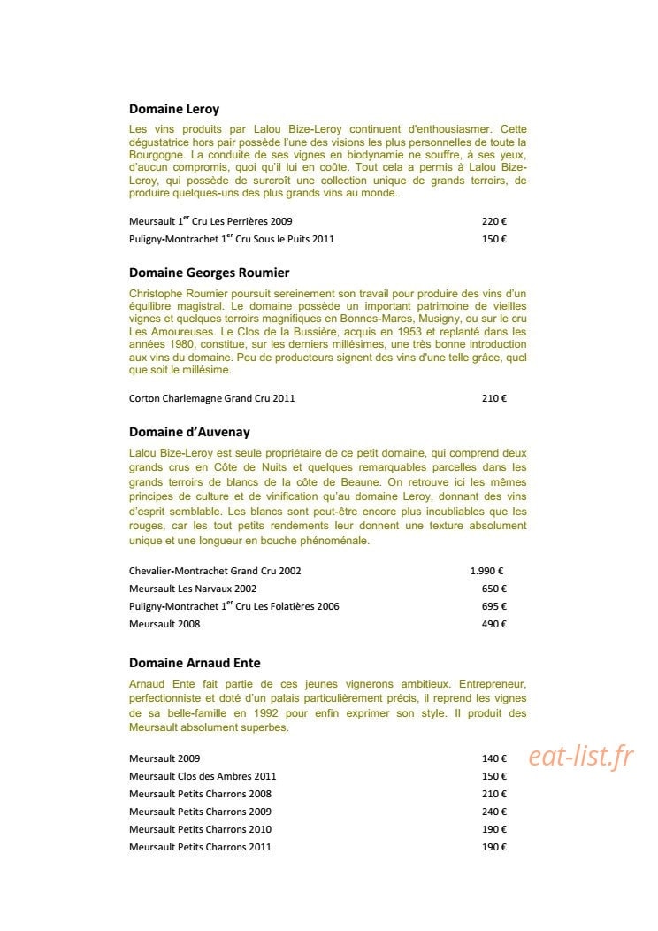 Burgundy Lounge — carte page 11