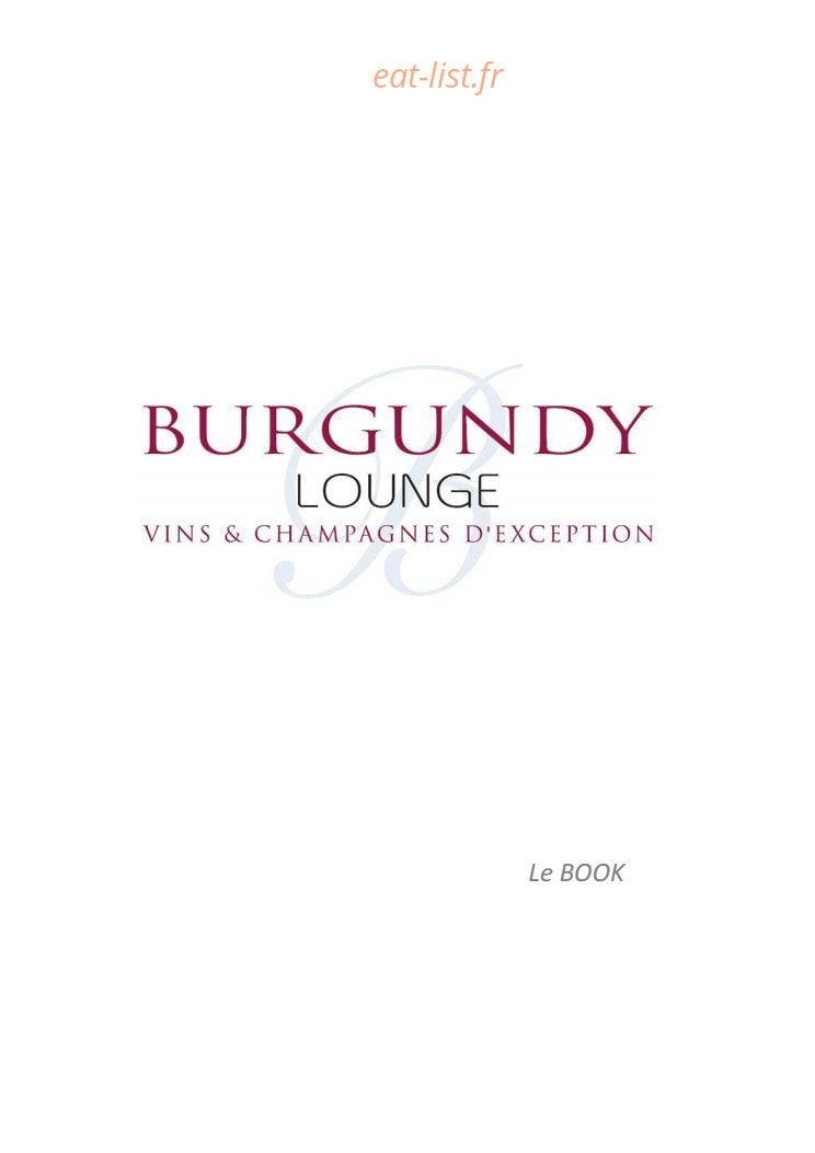 Burgundy Lounge — carte page 1