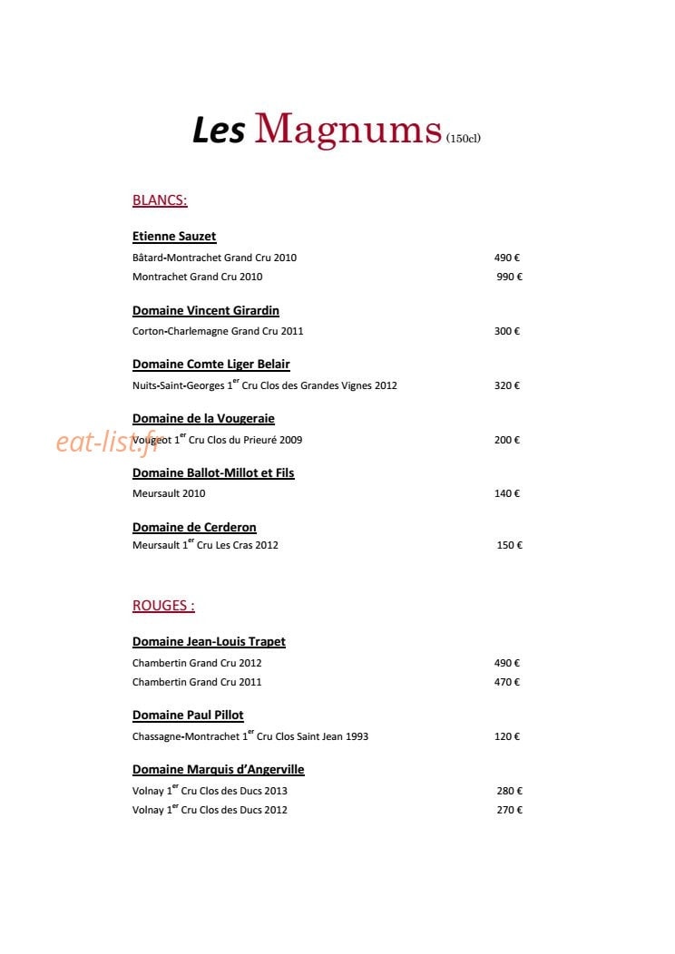 Burgundy Lounge — carte page 32