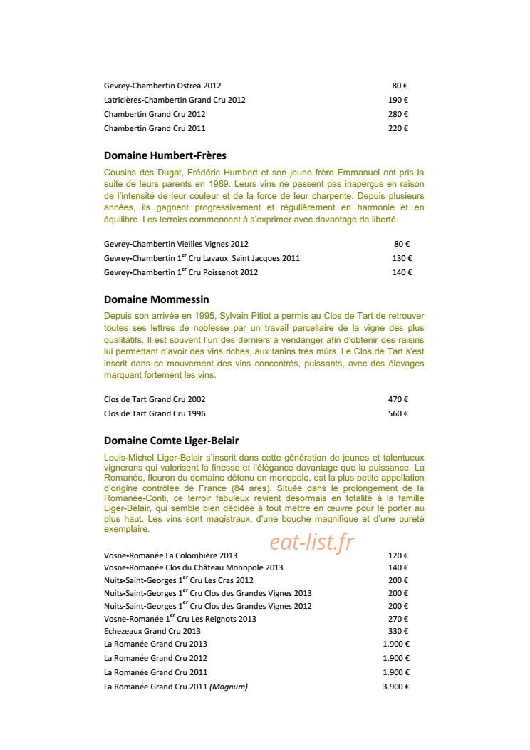 Burgundy Lounge — carte page 19