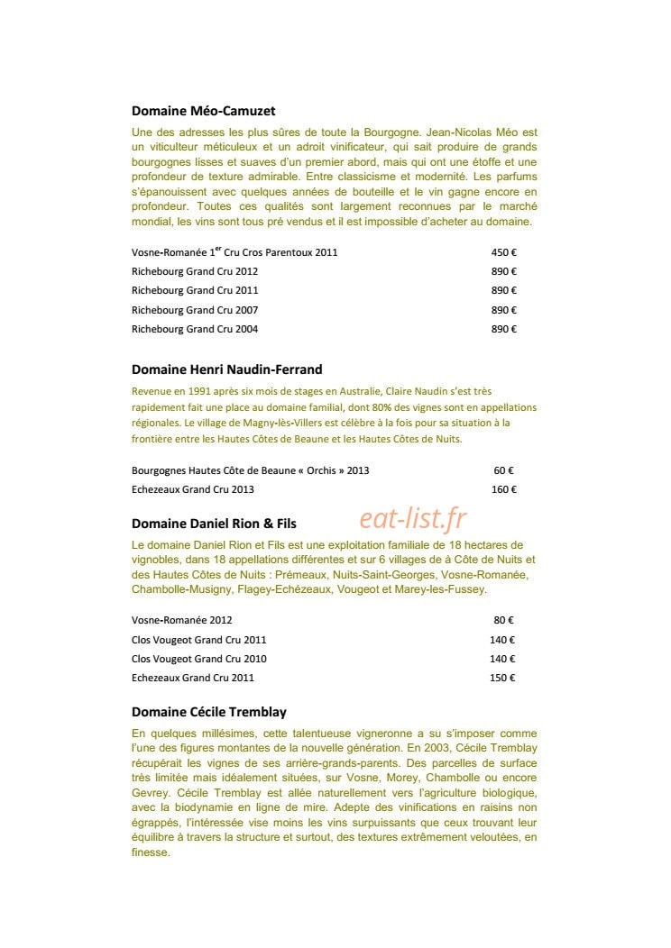 Burgundy Lounge — carte page 22