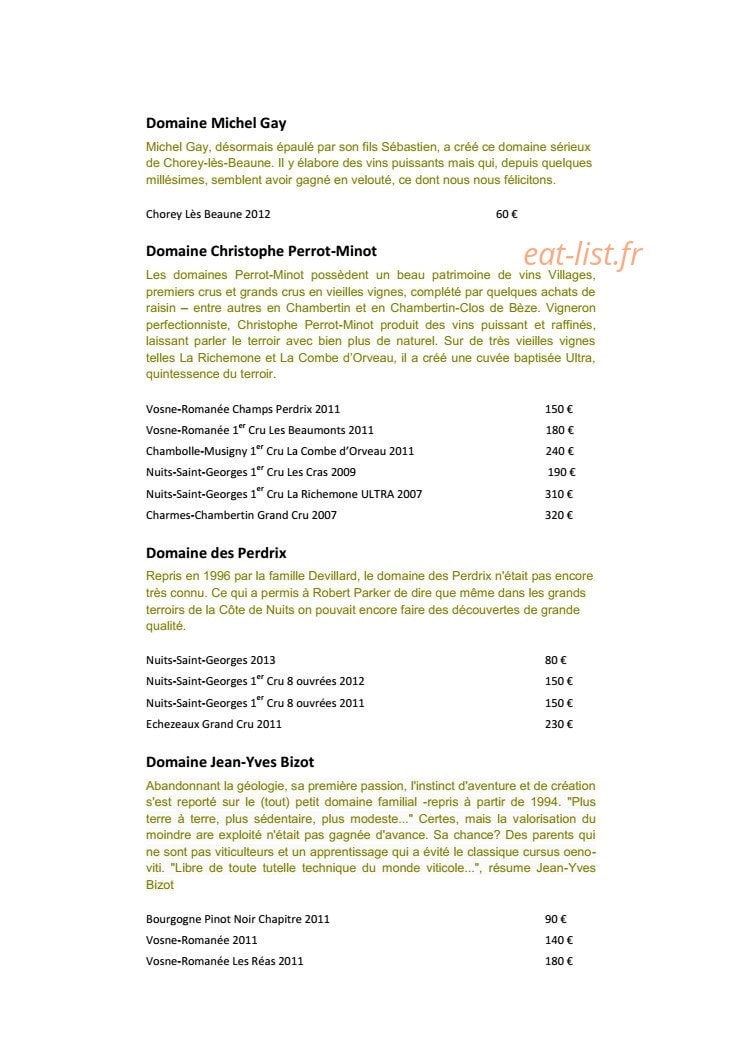 Burgundy Lounge — carte page 29