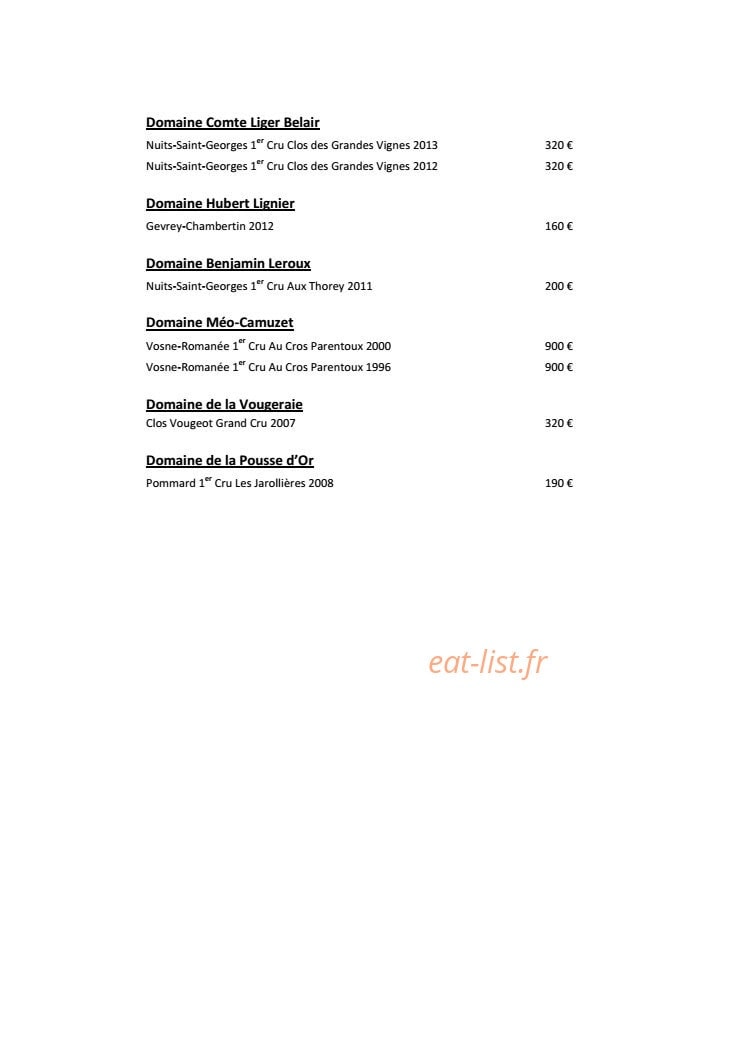 Burgundy Lounge — carte page 33