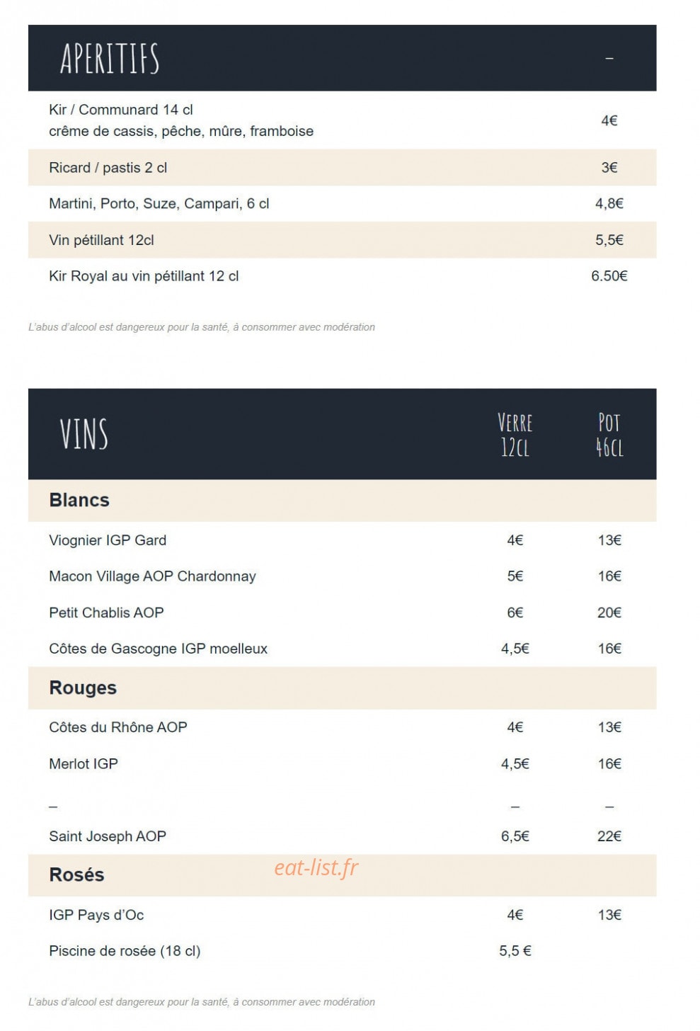 Café Hôtel Dieu — carte page 6