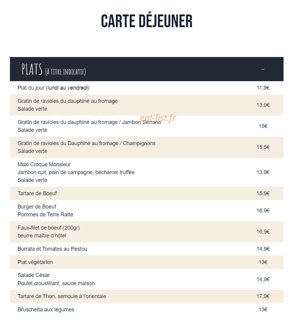 Café Hôtel Dieu — carte page 2