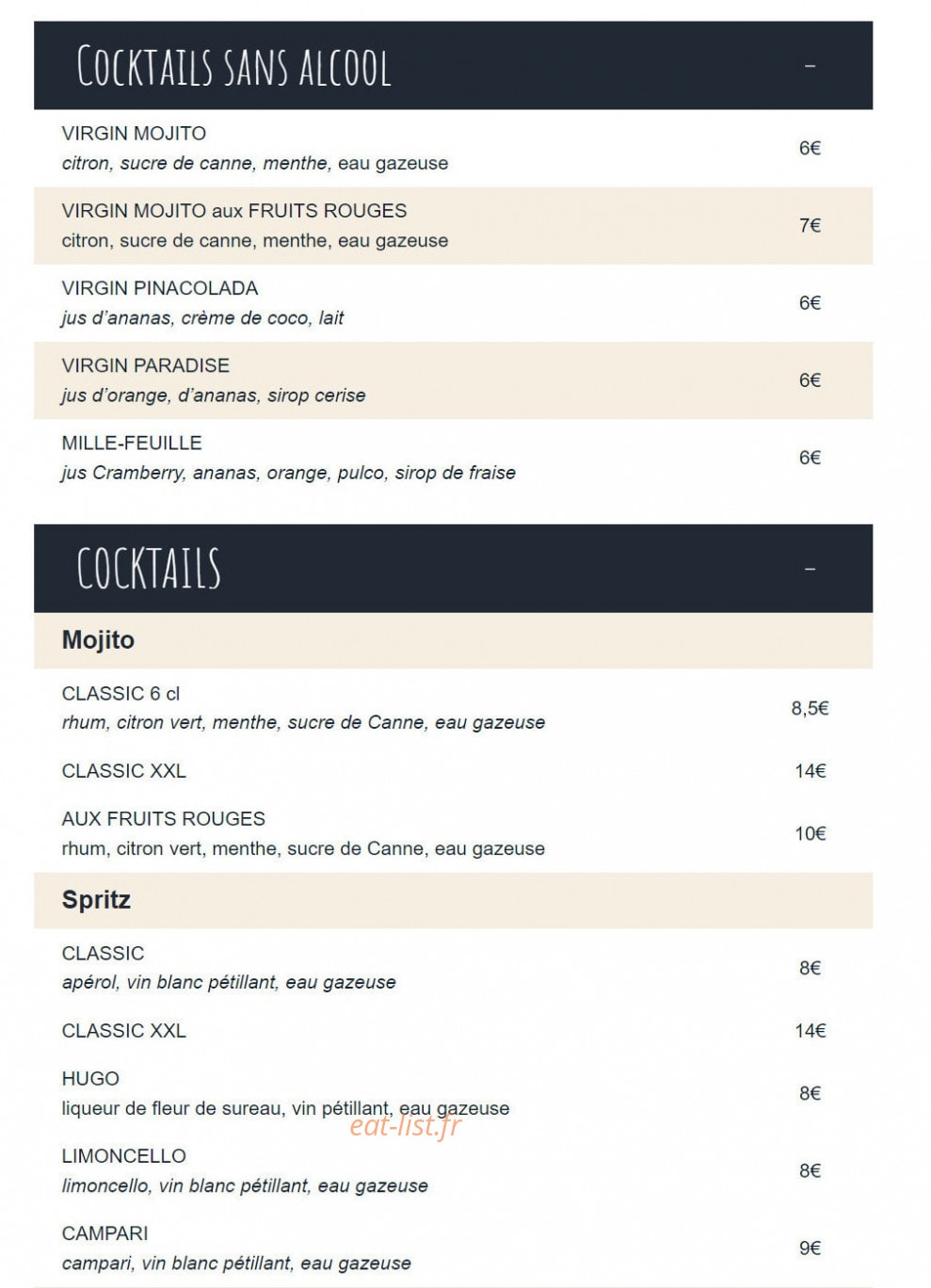 Café Hôtel Dieu — carte page 8