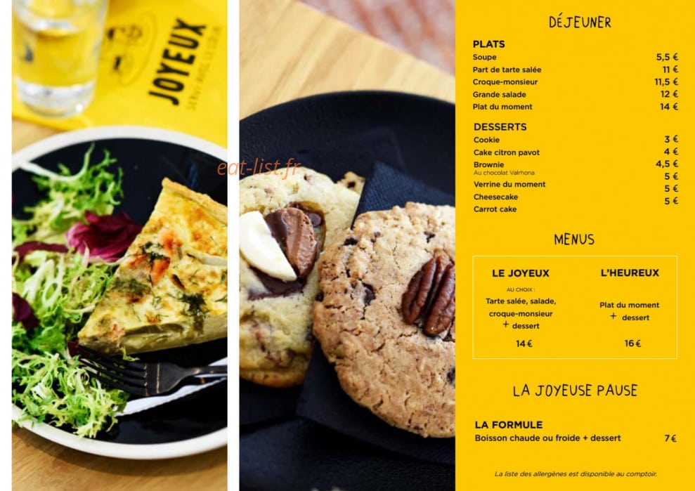 Café Joyeux — carte page 1