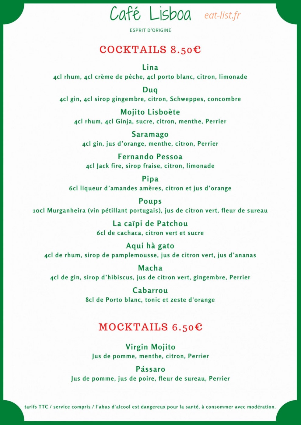 Café Lisboa — carte page 5