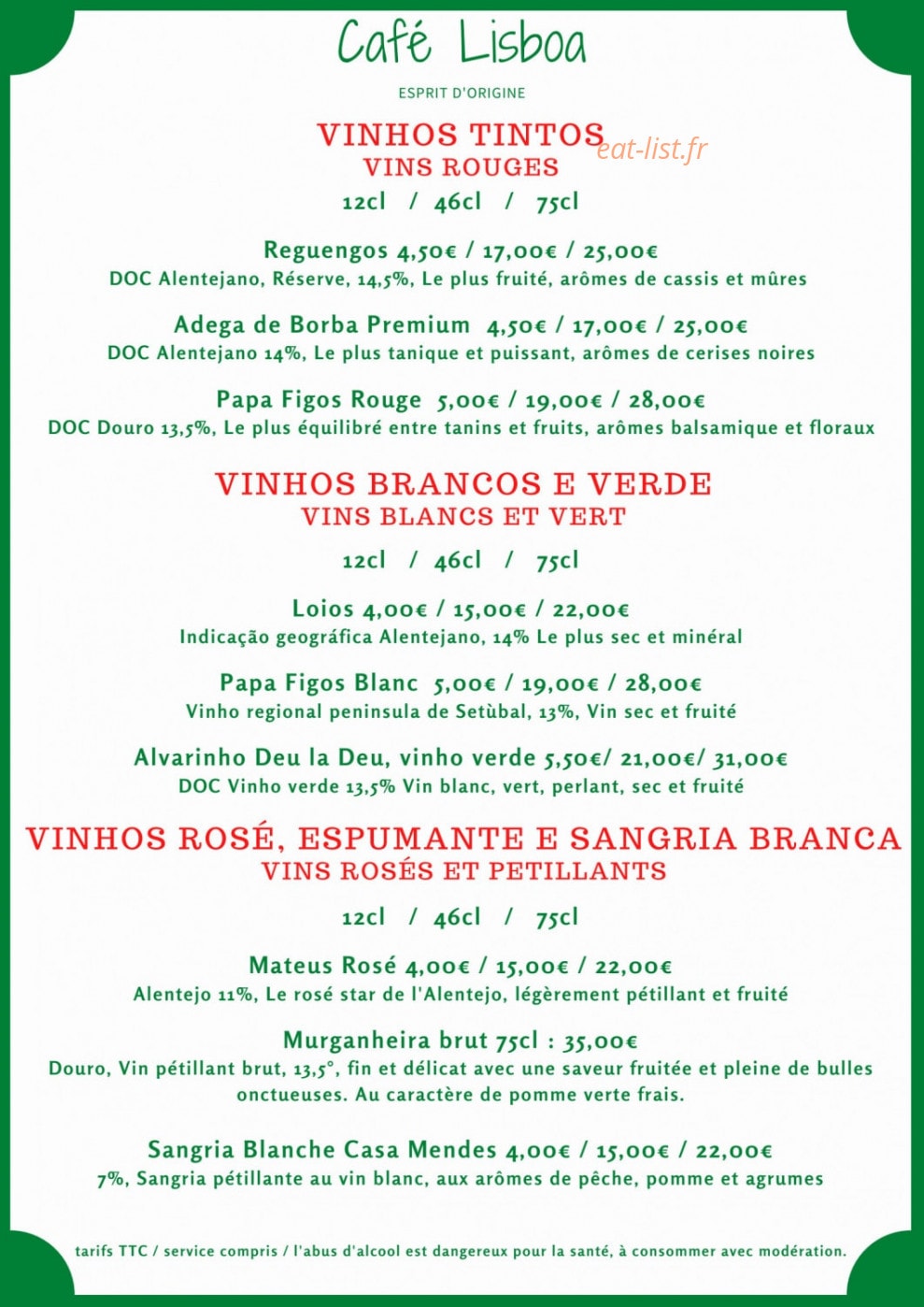 Café Lisboa — carte page 6