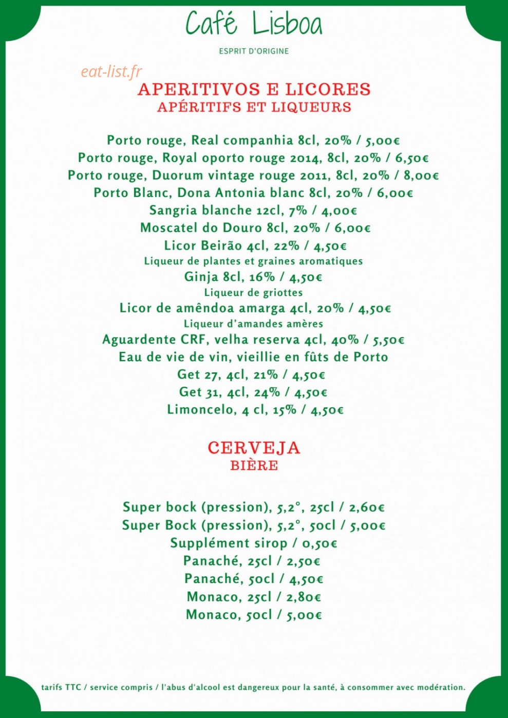 Café Lisboa — carte page 7