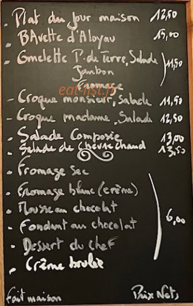Café Thomassin — carte page 1