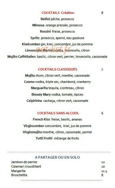 Caffé italien — carte page 1
