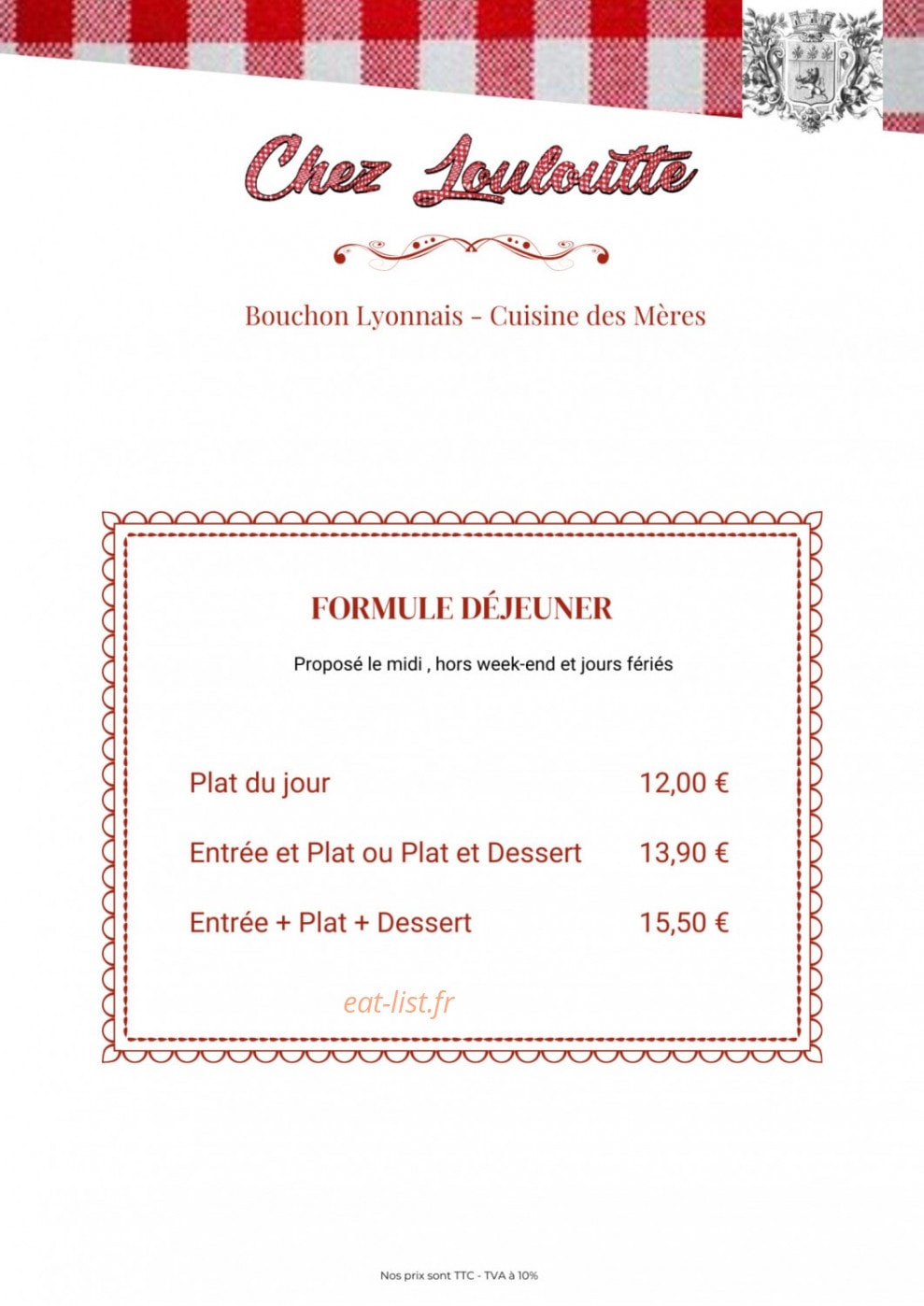 Chez Louloutte — carte page 1