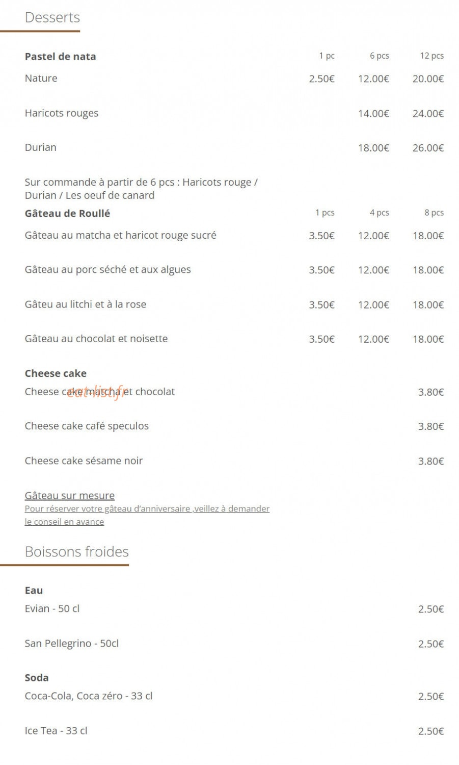 Chez Olivia — carte page 6
