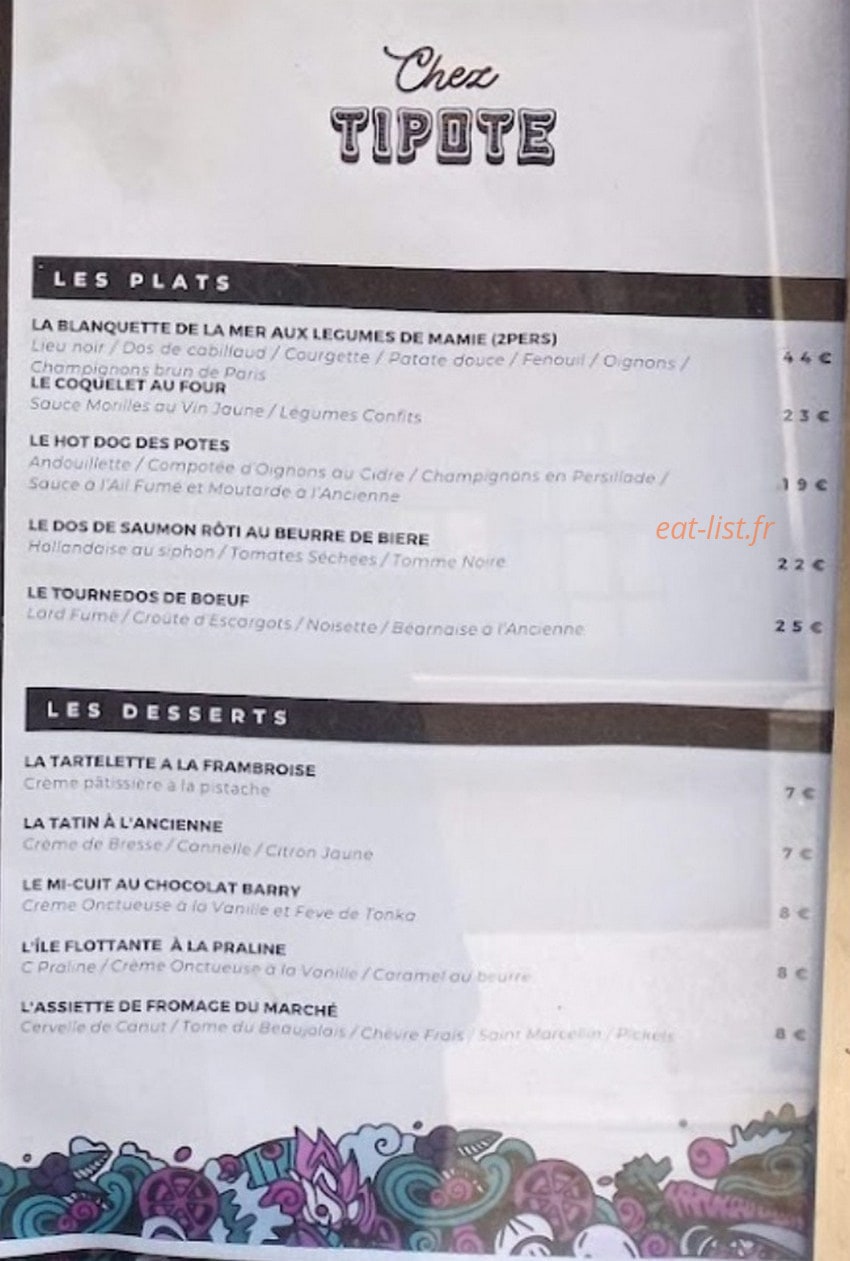 Chez Tipote — carte page 2