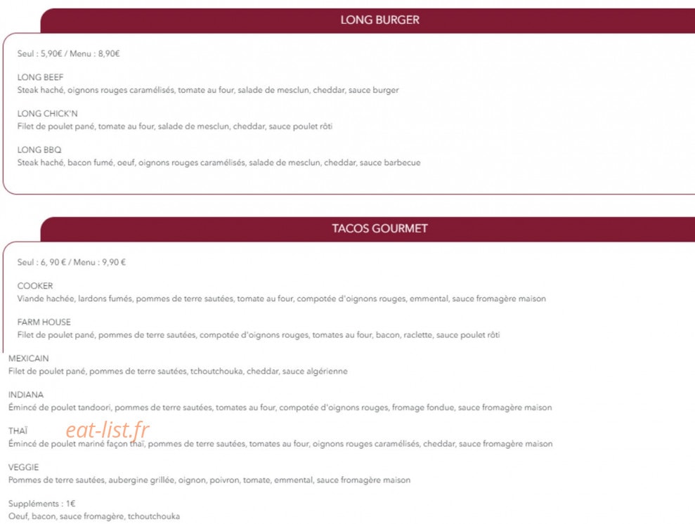 Ck’s Lounge — carte page 1