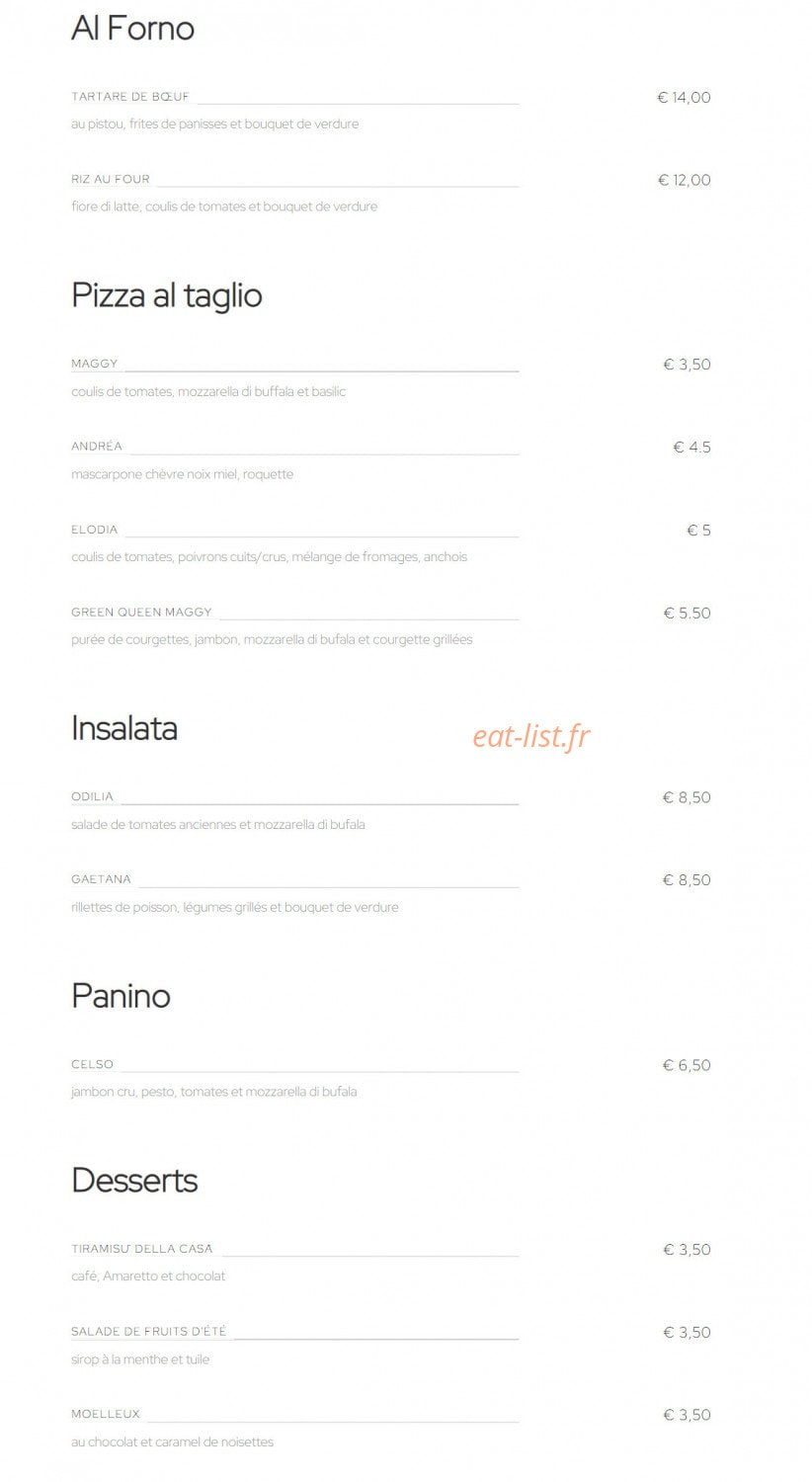 Cucina Bella — carte page 1