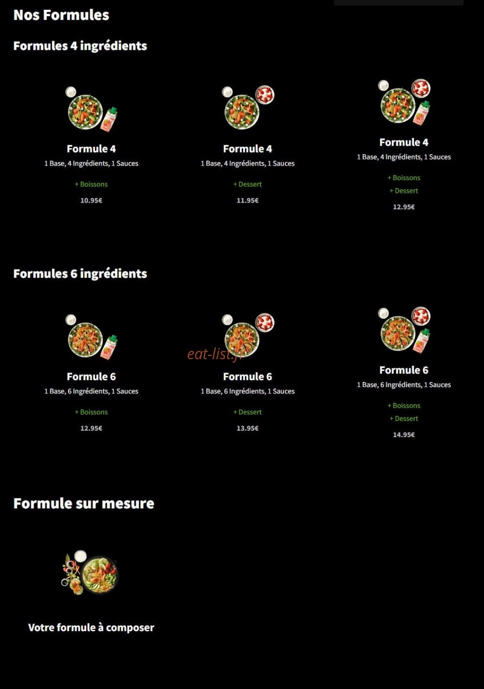 Eat Salad — carte page 1