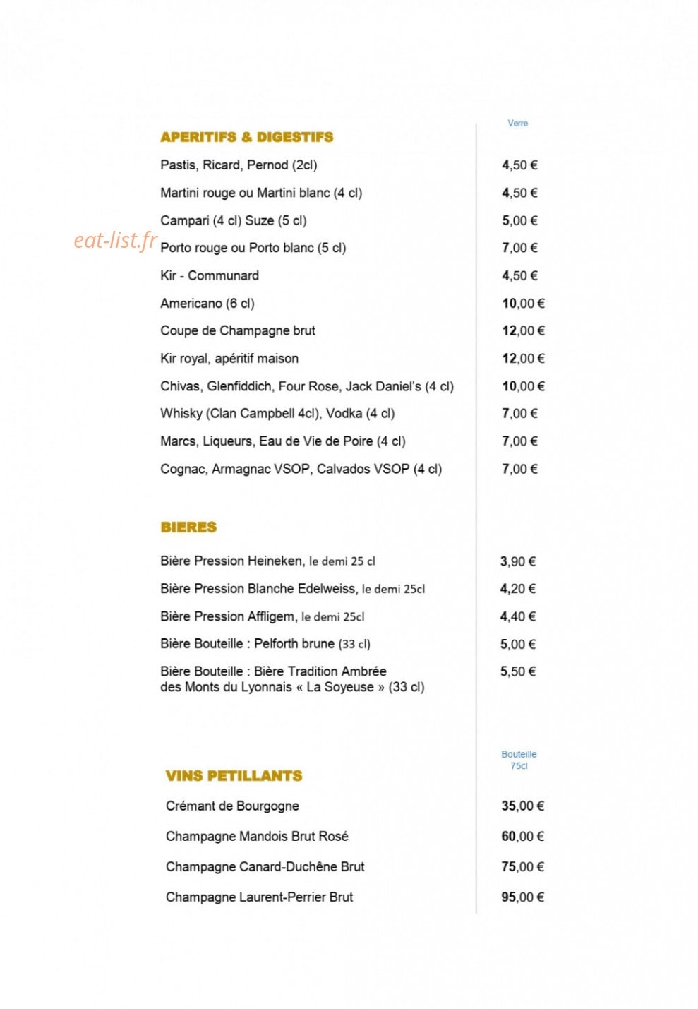 Espace Brasserie — carte page 3
