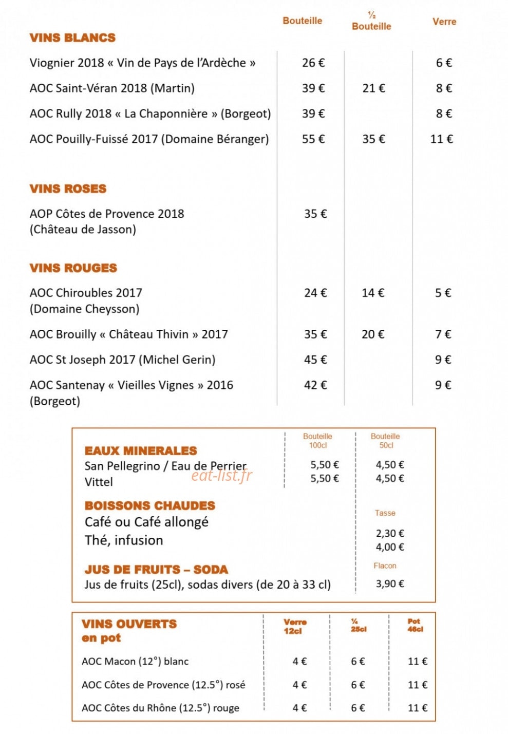 Espace Brasserie — carte page 2