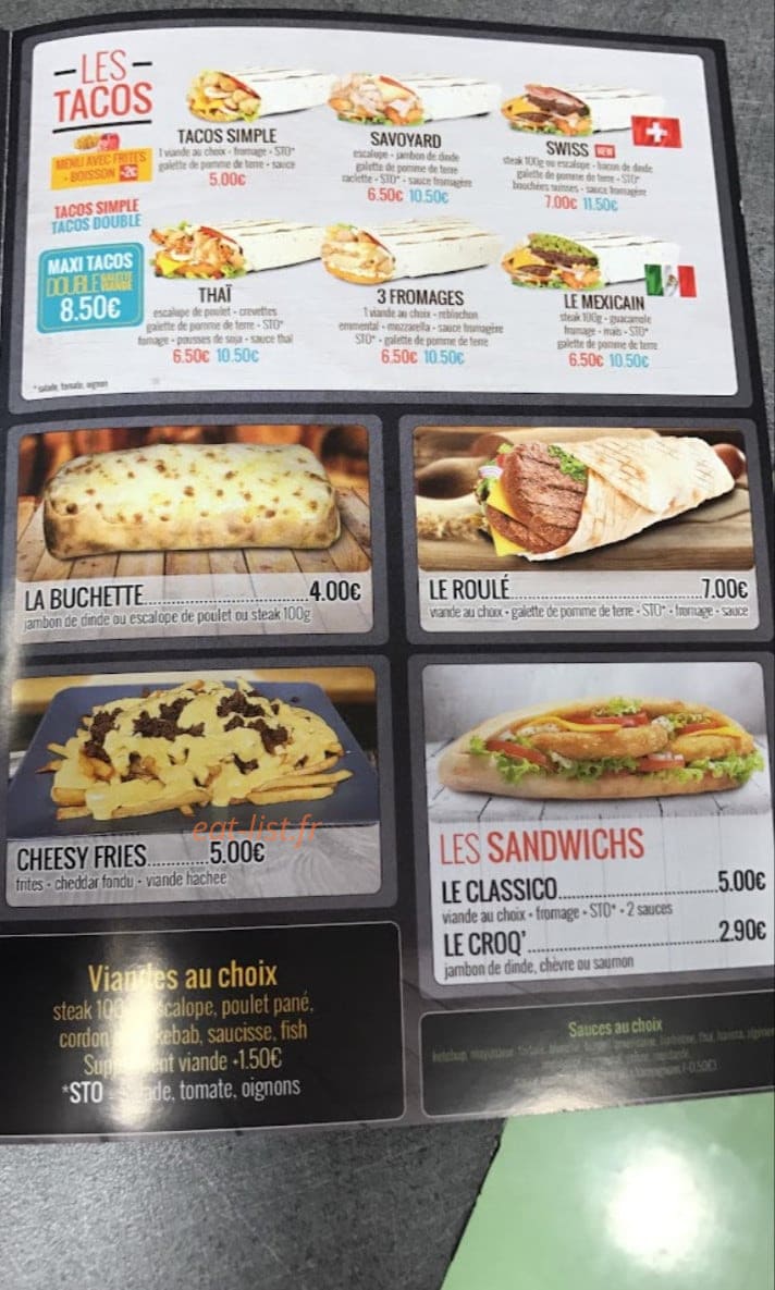 Extratime extra food — carte page 1