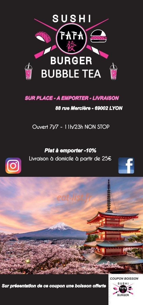 FaFa Sushi Burger — carte page 1