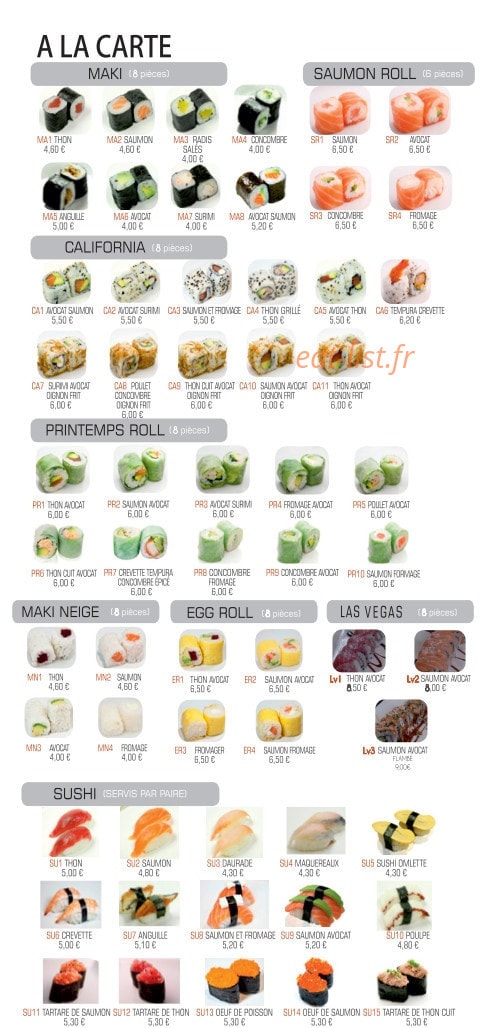 FaFa Sushi Burger — carte page 5