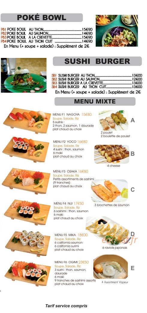 FaFa Sushi Burger — carte page 3