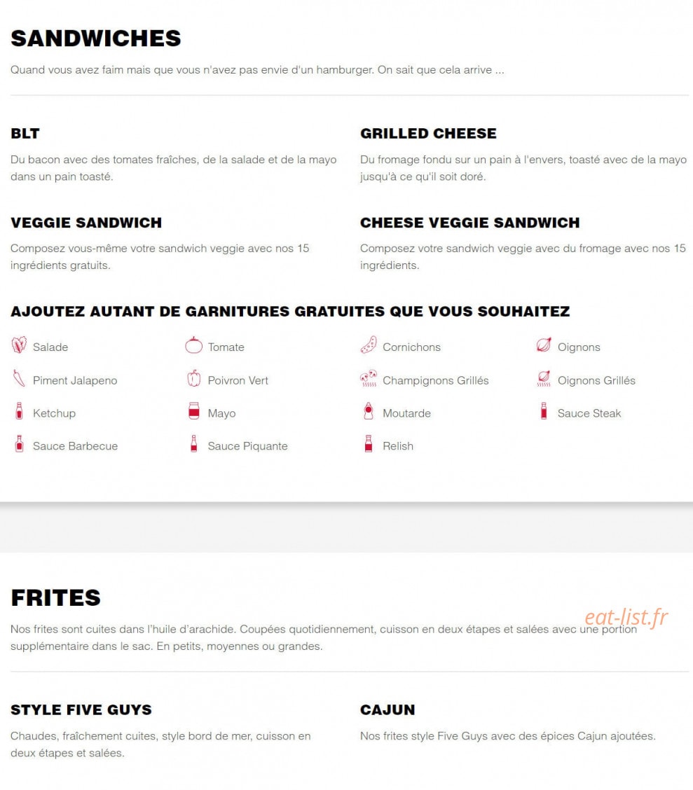 Five Guys — carte page 2
