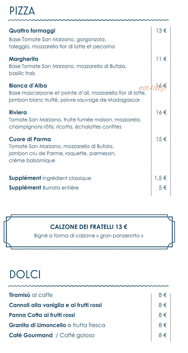 Fratelli Ristorante Confluence — carte page 10