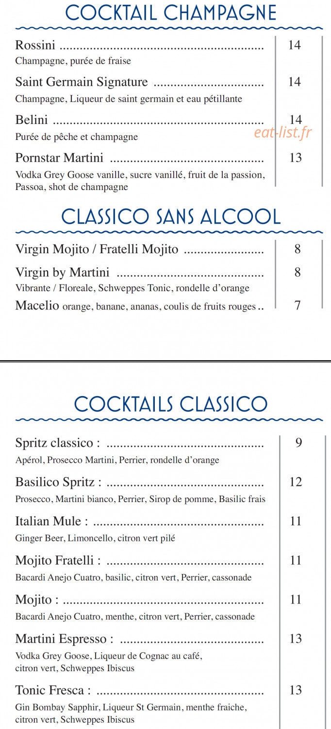 Fratelli Ristorante Confluence — carte page 2