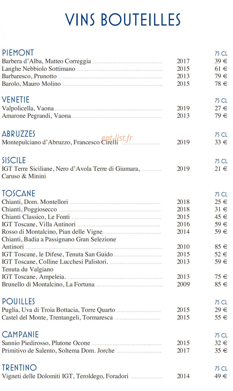 Fratelli Ristorante Confluence — carte page 12