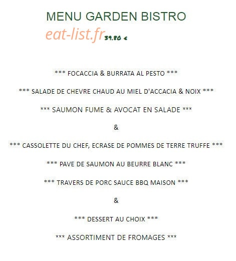 Garden Bistro — carte page 10