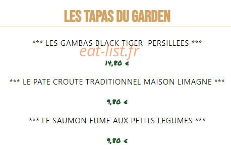 Garden Bistro — carte page 7