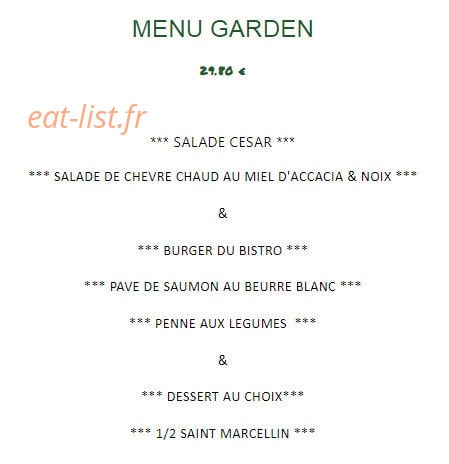 Garden Bistro — carte page 9