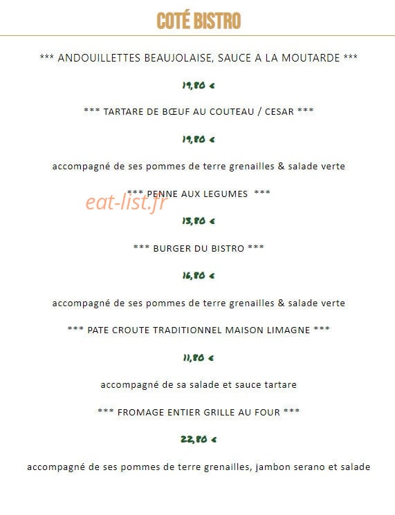 Garden Bistro — carte page 2