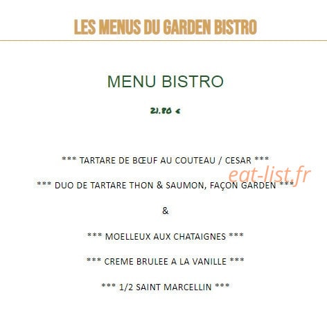 Garden Bistro — carte page 8