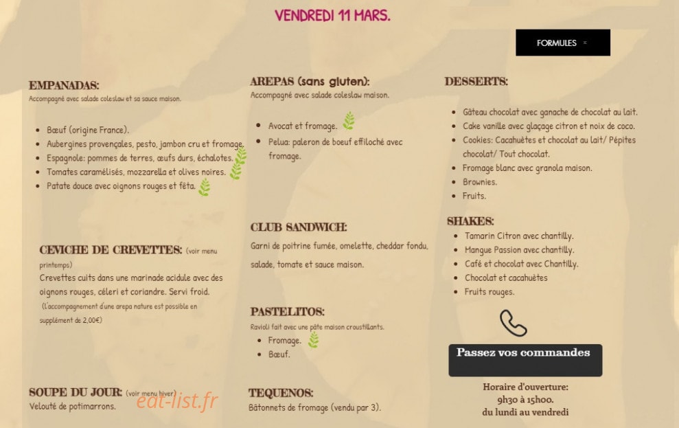 GiLuna Coffeehouse — carte page 1
