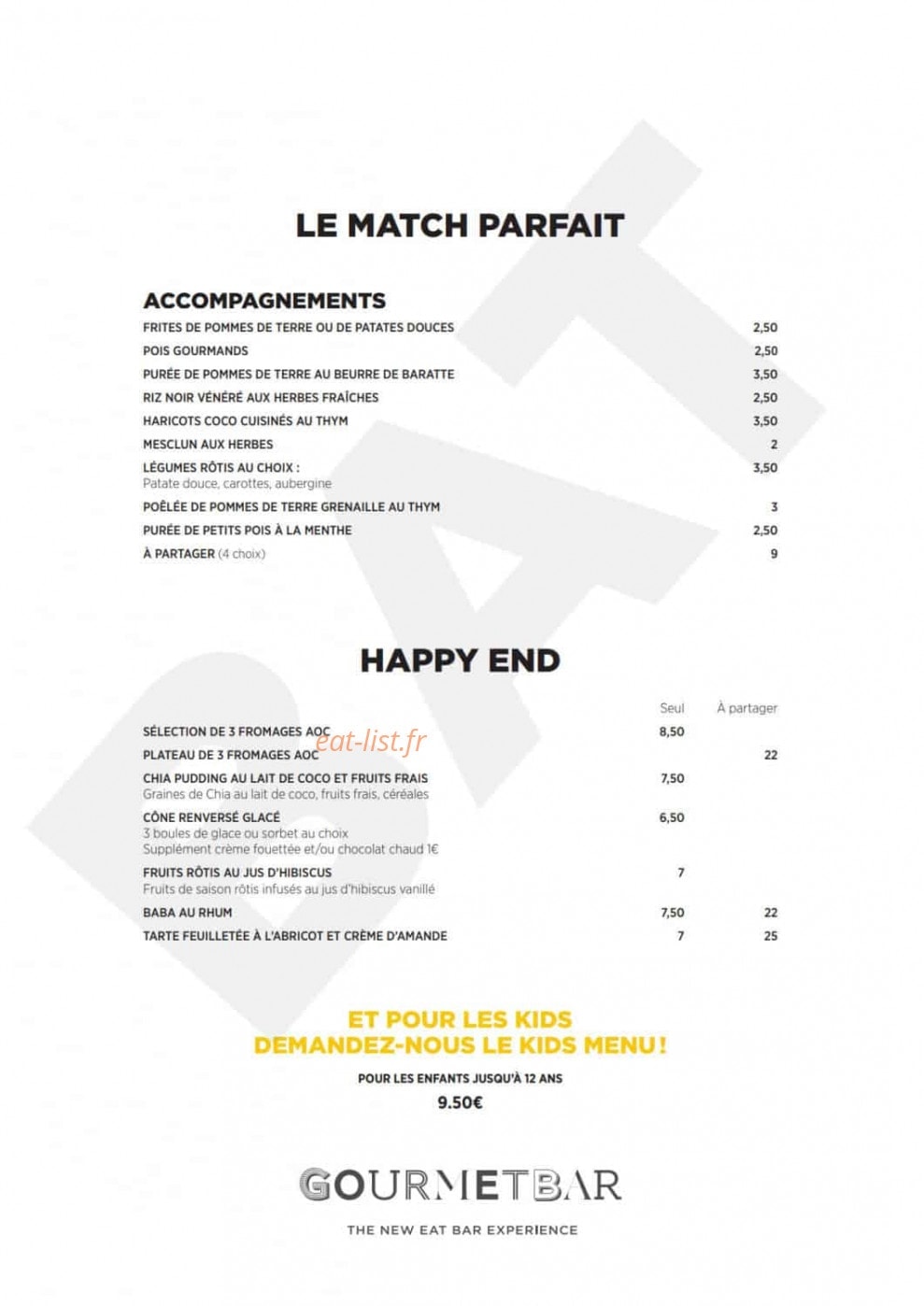 Gourmet Bar — carte page 4