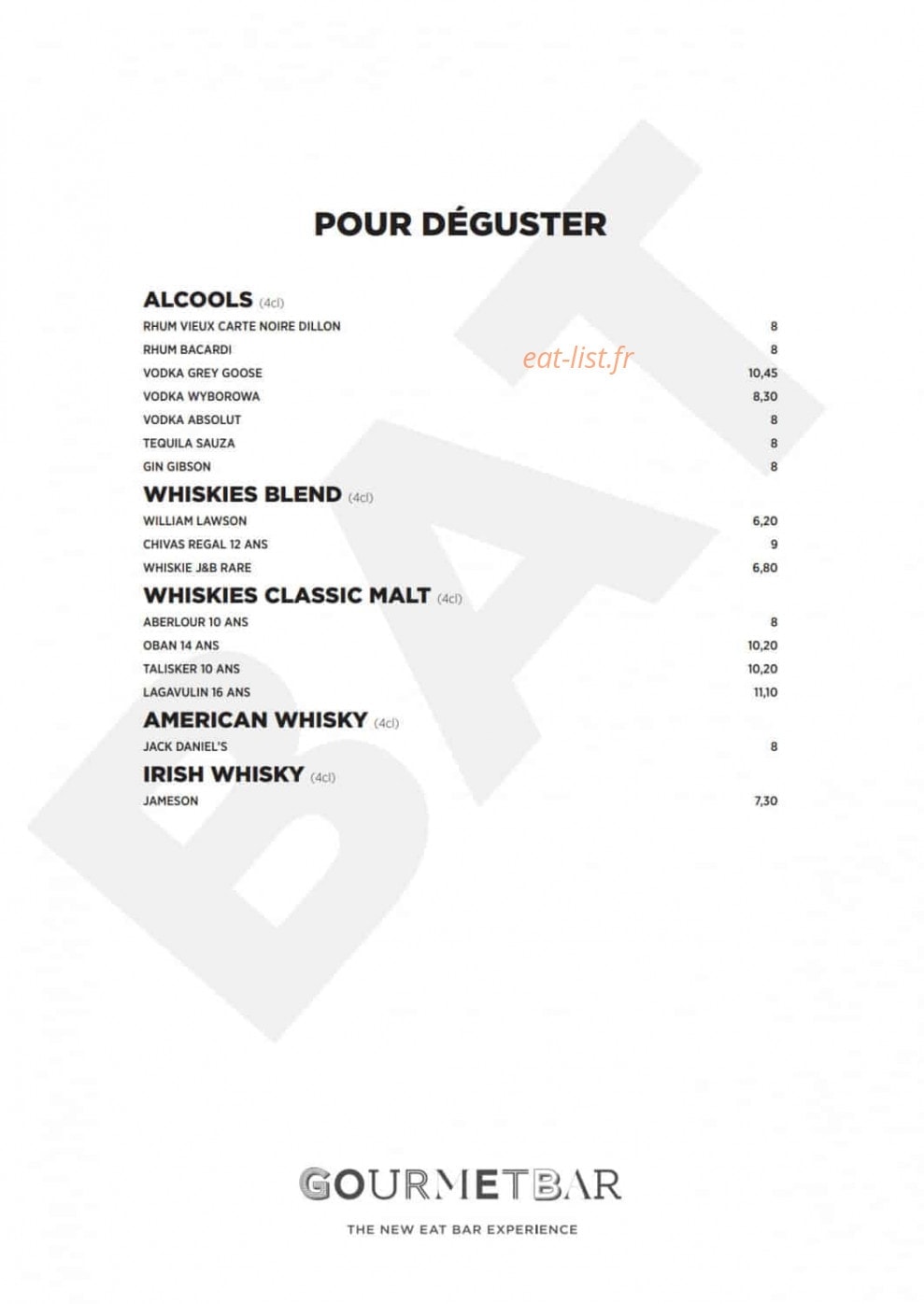 Gourmet Bar — carte page 7