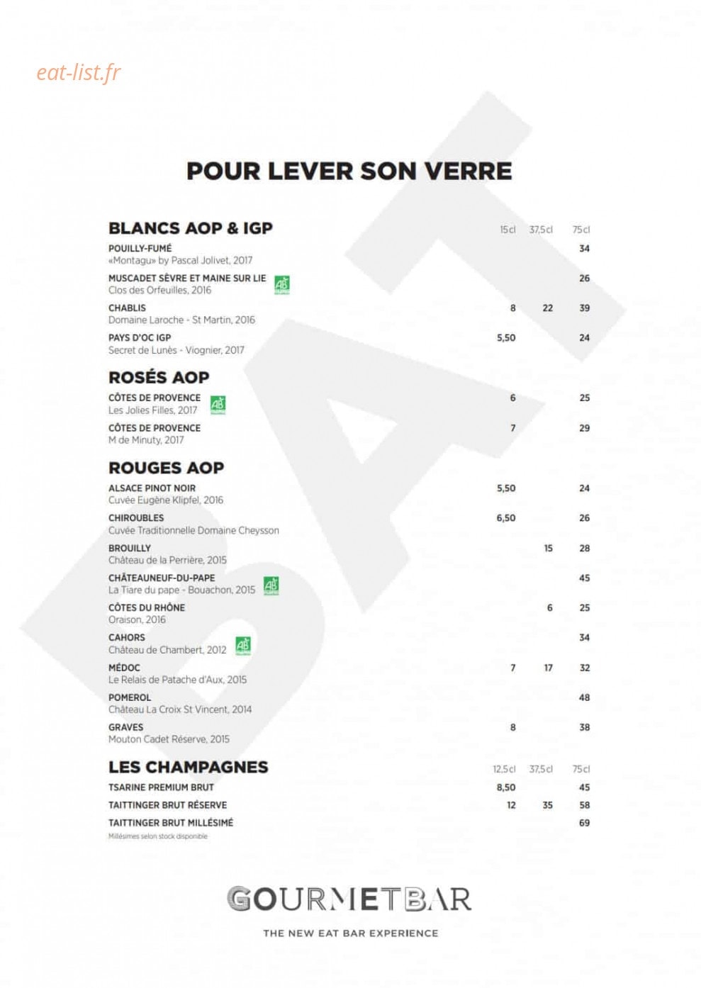 Gourmet Bar — carte page 5