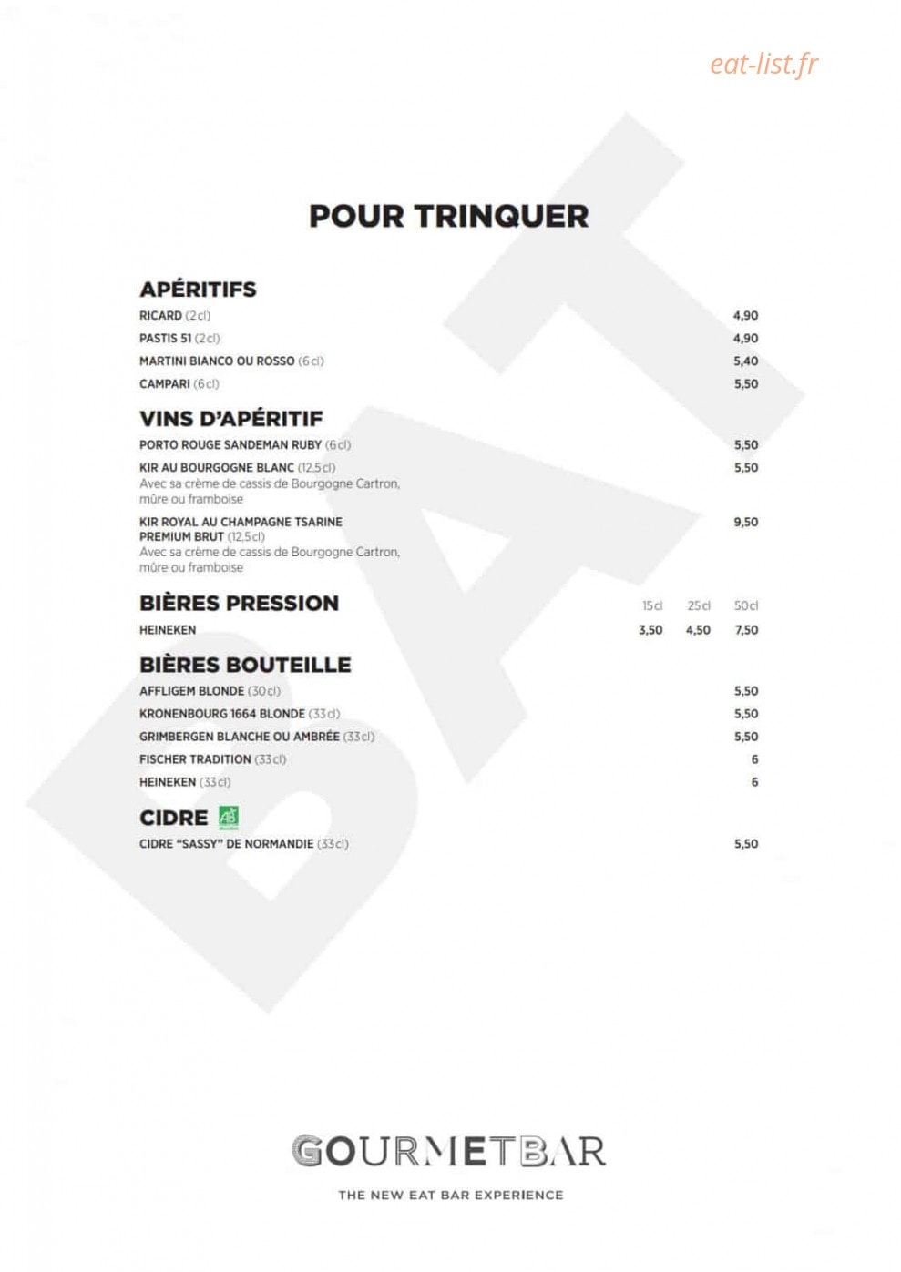 Gourmet Bar — carte page 6