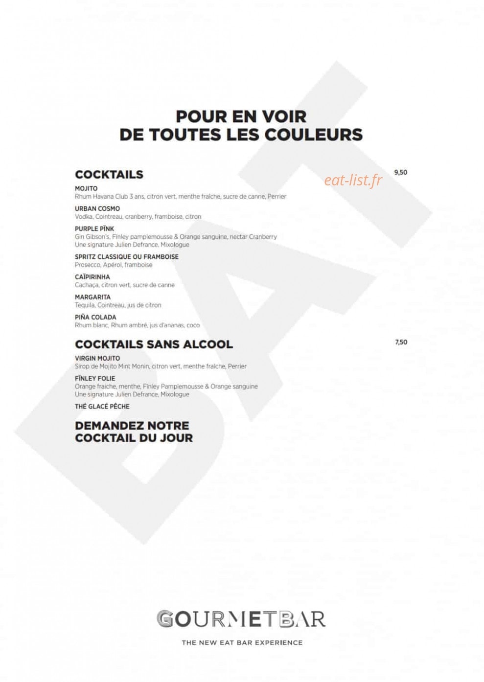 Gourmet Bar — carte page 9